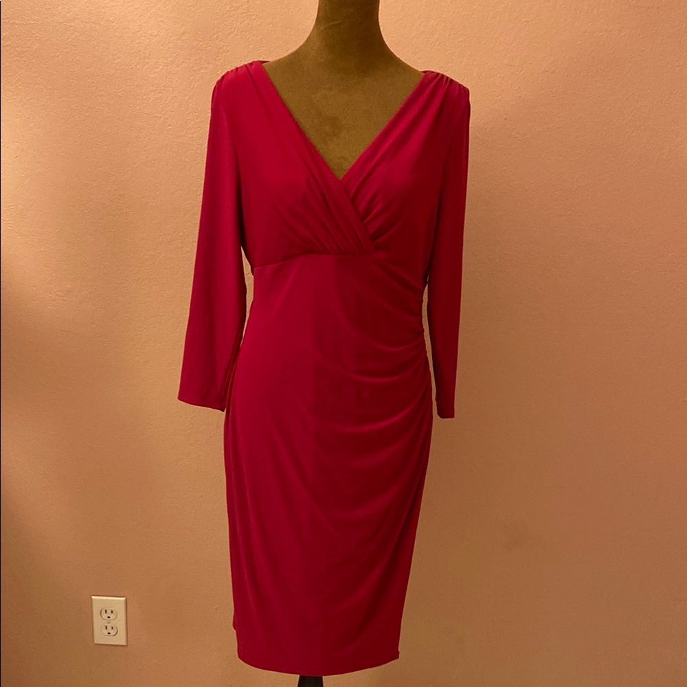 RALPH LAUREN.Elegant Pink Neck Dress